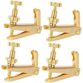 Tzong 4Pcs Gold Violin Fine Tuners for 4/4-3/4 Violin Metal String Adjuster Nickel Plated Anti Rust