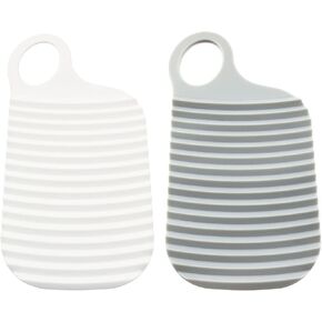 ZYAMY 2pcs Hand-held Mini Washboard, Plastic Washboard, Laundry and Scrubbing Clothes, Suitable for Home Travel, Outdoor, (Gray, White)