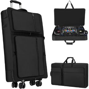 Saranna DJ Controller Case with Wheels Compatible with DDJ 1000/ 1000SRT/ FLX10/ RX2/ RX3/ REV7, DJ Case Roller Bag Padded with Multi-pocket, DJ Mixer Case DJ Gig-bag for DJ Controller & Accessories