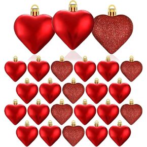 XmasExp Valentines Day Decor Heart Ornaments for Christmas Tree Decorations Set of 24 Pink Heart Shaped Bauble Perfect for Valentine's Day Wedding Anniversaries and Party Supplies