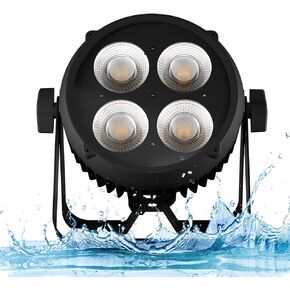 SHEHDS CoralPar Par Lights IP65 Waterproof Outdoor COB 200W Cool White+Warm White Color Wash/Strobe Stage Lights 45° Beam Angel Uplights DMX512 Sound Activated Fanless Muted Party DJ Lights-Upgrade