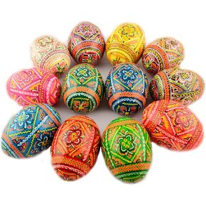 Easter Painted Eggs Wooden Ukrainian Pysanky Pysanka. Polish Pisanki. Czech Kraslice. Set of 12
