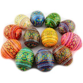 Easter Painted Eggs Wooden Ukrainian Pysanky Pysanka. Polish Pisanki. Czech Kraslice. Set of 12
