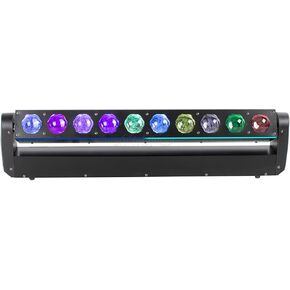 SHEHDS Moving Head Light Bar LED 10x40W RGBW 4IN1 Beam Effect Stage Lihgt Bar 2° Beam Angle DMX 512 Points in Control Horse Race Lamp DJ Strobe Light Bar for Bar Show Church Disco Ball Wedding