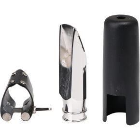 Yibuy Soprano Saxophone Mouthpiece 6#&Gold-plated Copper&Leather Leather Cap Set for Soprano B-flat Saxophone