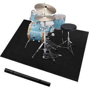 Drum Rug | 4 x 6Ft, Drum Mat with Non-Slip Grip Bottom & Noise Reduction, Soundproof Drum Carpet for Studio, Apartment, Outdoor, Electric Drum Accessories Gift for Drummers, Black