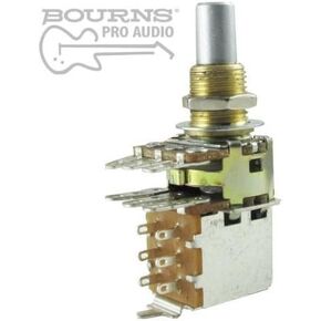 Bourns Dual Mini Guitar Potentiometer w/Push Pull Switch, 250K Audio, Solid Shaft