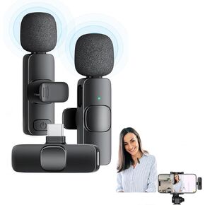 Wireless Lavalier Microphone for iPhone and USB C, 2 in 1 Mini Clip-on Wireless Lapel Mics Compatible with iPhone,iPad, Android for Video Recording,YouTube, Interview, TikTok, Vlog