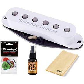 Briskdrop Seymour Duncan SSL-1 Vintage Staggered Strat Pickup - RWRP White - Bundled with Dunlop Pick Pack and Dunlop Polishing Kit