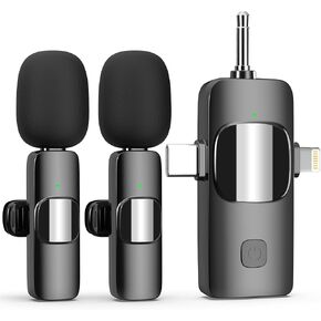 3 in 1 Professional Wireless Lavalier Microphone for iPhone Android Camera USB-C, 65ft Clip on Plug-Play Lapel Microphone/Noise Reduction, Mini Mic for Video Recording Interview Podcast