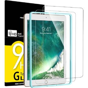 مجموعة NEW'C المكونة من 2 واقي شاشة من الزجاج المقوى لجهاز iPad Air 3 (طراز 10.5 بوصة 2019) وiPad Pro 10.5 2017 فيلم واقي الشاشة - 0.33 مم HD فائق الوضوح - تتضمن أداة المحاذاة