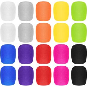 20PCS Microphone Covers Foam Thick Handheld Stage Mic Covers for Microphones, Reusable Microphone Windscreen Foam Pop Filter Covers for Karaoke Dj Most Microphone(10 Color)