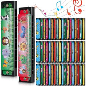 50 Pcs Harmonica for Kids 16 Holes Harmonicas Musical Instrument Toy Gift Cartoon Double Row Harmonica Return Gifts for Birthday Party Favors Goodie Bags Stuffers Kids Over 6 Years Old