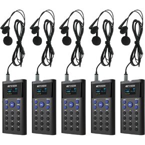 Retekess TT128 Automated Tour Guide System, Self-Guided Audio Tour System, Supports 41 Languages, 16GB Storage, Tour Guide Microphone and Speaker for Walking Tours (5 Packs)