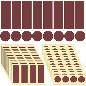 120pcs Match Striker Papers with Adhesive, 60 Round and 60 Rectangle Match Striker Stickers Match Striker Paper Sheets for Match Rack Cymbal Paper Replacement (Brown)