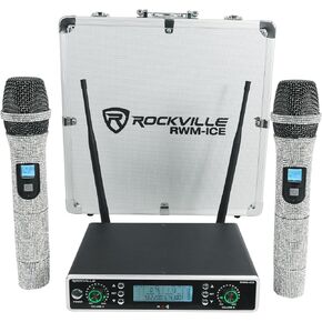 Rockville RWM-ICE Dual UHF 100 Chan. Diamond Handheld Wireless Microphone System