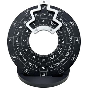 Circle of Fifths Wheel Metal Melody Tool Chord Wheel with Stand Holder - Music Theory Learning Tool for Musicians Songwriting (Black)
