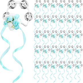 30 Pcs Mini Tambourine Small Hand Tambourines Bulk with Flower Ribbon Bow Toddlers Metal Jingles Hand Held Percussion Bridal Shower Party Favors Gift for Guests Wedding Church Party (Blue)