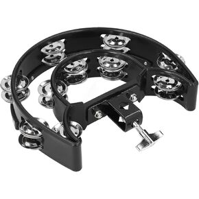Hi Hat Tambourine of Drum Accessories, Professional Tambourine Drum Half Moon Hand Drum Tambourine, Percussion Tambourine, Drum Cymbals Hi Hat Tambourine 10 Double Rows
