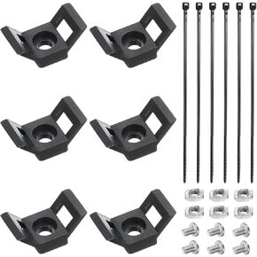MECCANIXITY 10Pcs Cable Zip Tie Base 5mm Hole Dia Y Shape Mount Wire Holder for 40 Series European Standard Aluminum Extrusion with M5 Screws, Nuts, Ties White
