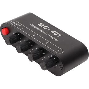 Mic Mixer, 4 in 1 Out 3.5mm Condenser Microphone Mixer Extender, Multi Source Mixing, Supports 4 Condenser Mics, for Headphone Speaker PC
