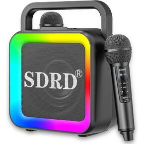 Karaoke Machine with Two Wireless Microphones, Portable Bluetooth Speaker for Adults and Kids, Rechargeable PA System for Home Party, Wedding, Church,Picnic, AUX/USB/TF/OTG Support