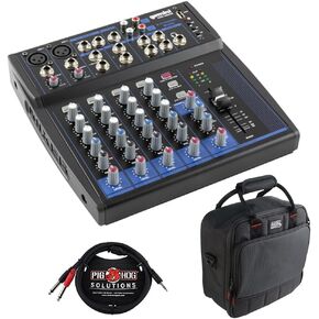 Gemini GEM-8USB Compact 8-Channel Bluetooth Audio Mixer with USB Bundle with G-MIXERBAG-1212 Padded Nylon Mixer Bag and 10' Stereo Breakout Cable