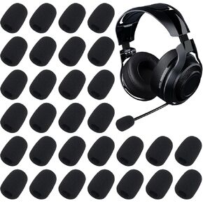 30PCS Headset Microphone Covers, Foam Foam Microphone Windscreen Headset Mic Covers Foam, Mini Foam Cover Shield Protection for Variety of Headset Microphone, Mini Size Lapel Headset Mic Foam Covers