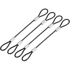 YOKIVE 4 Pcs Stage Lights Safety Cables, 304 Stainless Steel Security Ropes with Double Loops | Great for Party Lighting LED (Silver, 8-Inch, 2mm Dia)