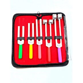 5pcs Premium Tuning Fork Set - Colored C2048 + C1024 + C512 + C256 + C128 Diagnostic Neurological (Cynamed)