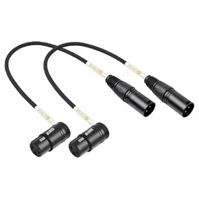 Devinal 360 Degree Rotatable Right Angle XLR Cable, Adjustable-Angle Low-Profile Male XLR to Straight Female XLR Microphone Mic Cable Cord Adapter for Sound Devices Mixer Recorder 1 FT 2 pcs