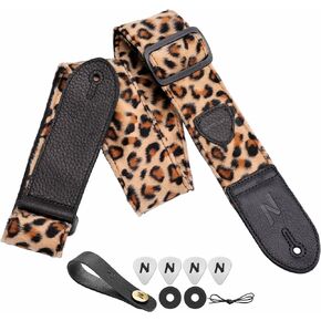 Nefelibata Guitar Strap,Double Full-Grain Leather Ends,Vintage Velvet Strap/FREE BONUS-4 Picks+Strap Locks+Strap Button,Gift For Bass,Electric&Acoustic Guitars(Vintage Charming Purple)