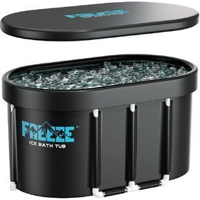 XL 129 Gals Oval Ice Bath Tub for Athletes with Cover, Portable Cold Plunge Tub for Cold Water Therapy and Recovery, Cold Plunge Ice Bath for Home Gyms Indoor Use