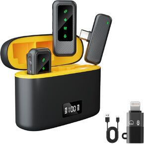 Jl8pro Wireless Clip-on Microphone - iPhone Microphone for Video Recording, Wireless Microphone for iPhone, Mini Microphone, Perfect for YouTube Vlogs, Podcasts & Camera Use
