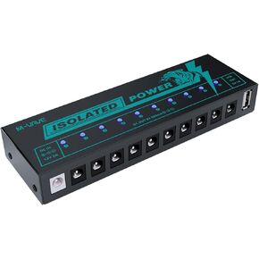 SK2 Guitar Power Supply 11 Isolated DC Output for 9V and USB Output for 5V Effect Pedal, Short Circuit Protection