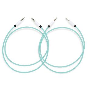 MyVolts Candycords Silver Range Audio Cables 2-Pack, Straight Mini Jack to Straight Mini Jack, Slim Collars, 70cm, Jellybean Purple