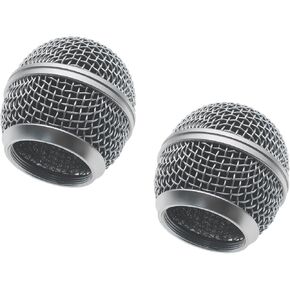 FDXGYH 2pcs Microphone Ball Head Mesh Grill Black Microphone Grille Head Mic Grill Replacement for SM58 Microphones (Silver)