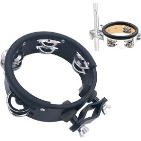 Percussion Jingle Tambourine 6.1" Mountable Single Jingle Wood Tambourine Percussion Traditional Tambourine for Drum Set Cymbal Stand (Wood)