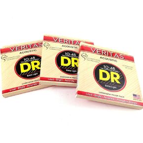DR Guitar Strings 3 Pack Veritas Acoustic 10-48 Extra Light Phosphor Bronze