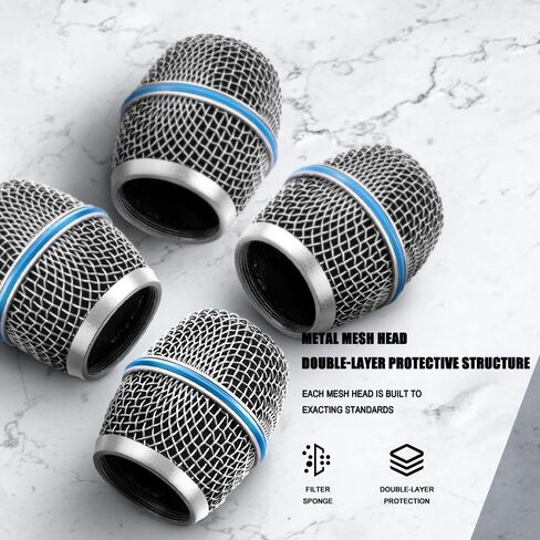 4PCS Black Microphone Ball Head Mesh Grill, Mic Grille Replacement Compatible with SM58 SM58S SM58LC BETA58 BETA58A BETA87A (Fit for Beta58A) in Saudi Arabia