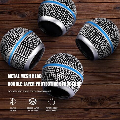4PCS Black Microphone Ball Head Mesh Grill, Mic Grille Replacement Compatible with SM58 SM58S SM58LC BETA58 BETA58A BETA87A (Fit for Beta58A) in Saudi Arabia