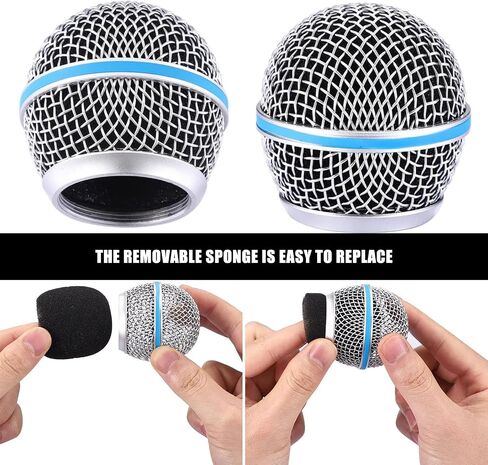 4PCS Black Microphone Ball Head Mesh Grill, Mic Grille Replacement Compatible with SM58 SM58S SM58LC BETA58 BETA58A BETA87A (Fit for Beta58A) in Saudi Arabia