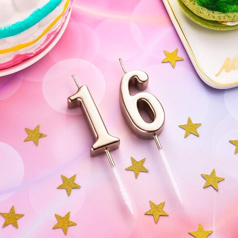 40th Birthday Candles Cake Number Candles Happy Birthday Cake Candles Topper Decoration for Birthday Wedding Anniversary Celebration Favor, Champagne Gold in Saudi Arabia