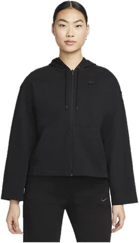 سترة بغطاء رأس بسحاب كامل للنساء من Nike Sportswear (as1، ألفا، l، عادي، عادي، كبير، أسود) in Saudi Arabia