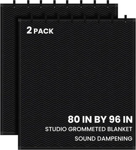2 Pcs Studio Sound Dampening Blanket 72" x 78", Large Soundproof Blanket with Metal Grommets, Sound Absorbing Blanket for Music Studio-Noise Reduction-Light Blocker, Insulated Blanket,Sound Reducing in Saudi Arabia