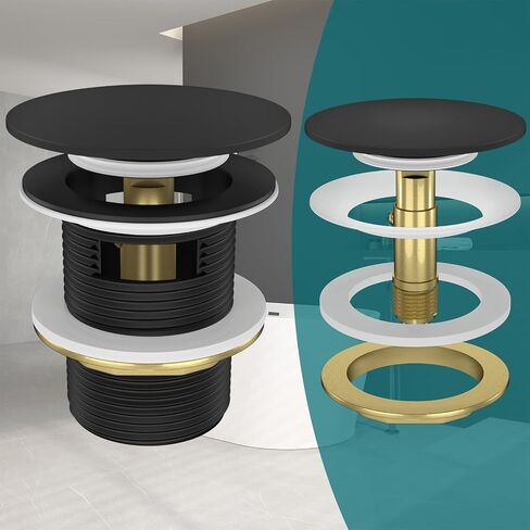 Pop-up Drain Kit for Freestanding Bathtub, Free Standing Tub Drain Stopper with Overflow, Fits Most Freestanding Tubs (Matte Black) in Saudi Arabia