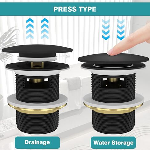 Pop-up Drain Kit for Freestanding Bathtub, Free Standing Tub Drain Stopper with Overflow, Fits Most Freestanding Tubs (Matte Black) in Saudi Arabia