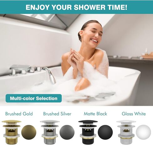 Pop-up Drain Kit for Freestanding Bathtub, Free Standing Tub Drain Stopper with Overflow, Fits Most Freestanding Tubs (Matte Black) in Saudi Arabia