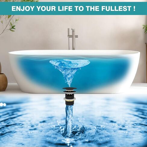 Pop-up Drain Kit for Freestanding Bathtub, Free Standing Tub Drain Stopper with Overflow, Fits Most Freestanding Tubs (Matte Black) in Saudi Arabia