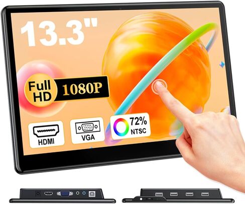 شاشة لمس 15.6 بوصة، FHD 1920×1080 IPS شاشة كمبيوتر محمول تعمل باللمس HDMI VGA DVI شاشة تعمل باللمس تدعم حامل VESA متوافق مع أجهزة الكمبيوتر المحمولة PC PS5/4 in Saudi Arabia
